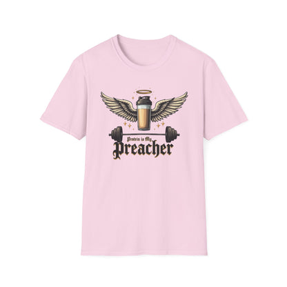 Protein Is My Preacher T-Shirt – Funny Gym & Bodybuilding Tee