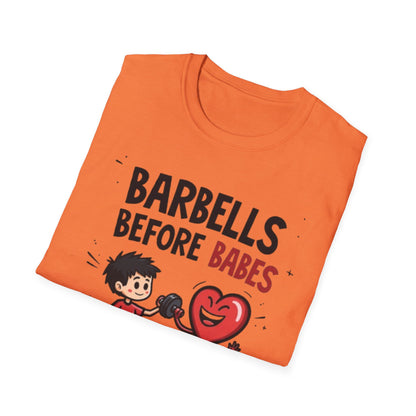 Barbells Before Babes Funny Gym T-Shirt – Fitness Lover Workout Tee