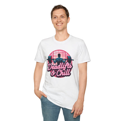 Deadlifts & Chill T-Shirt – Retro Gym & Fitness Tee