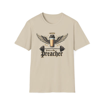 Protein Is My Preacher T-Shirt – Funny Gym & Bodybuilding Tee