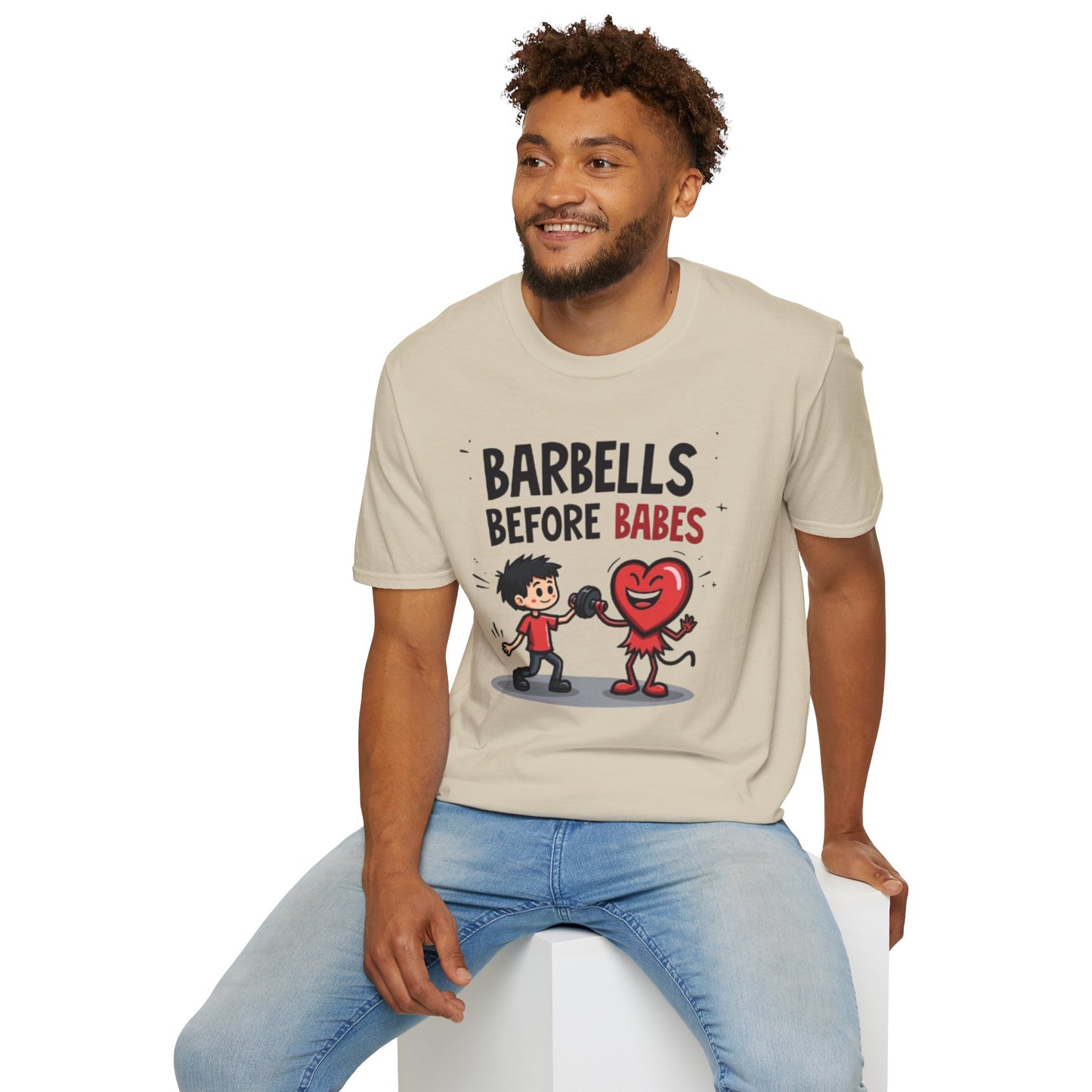 Barbells Before Babes Funny Gym T-Shirt – Fitness Lover Workout Tee