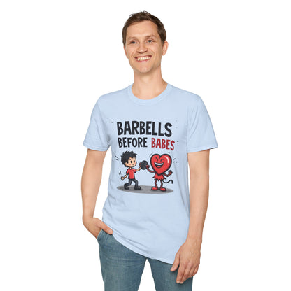 Barbells Before Babes Funny Gym T-Shirt – Fitness Lover Workout Tee