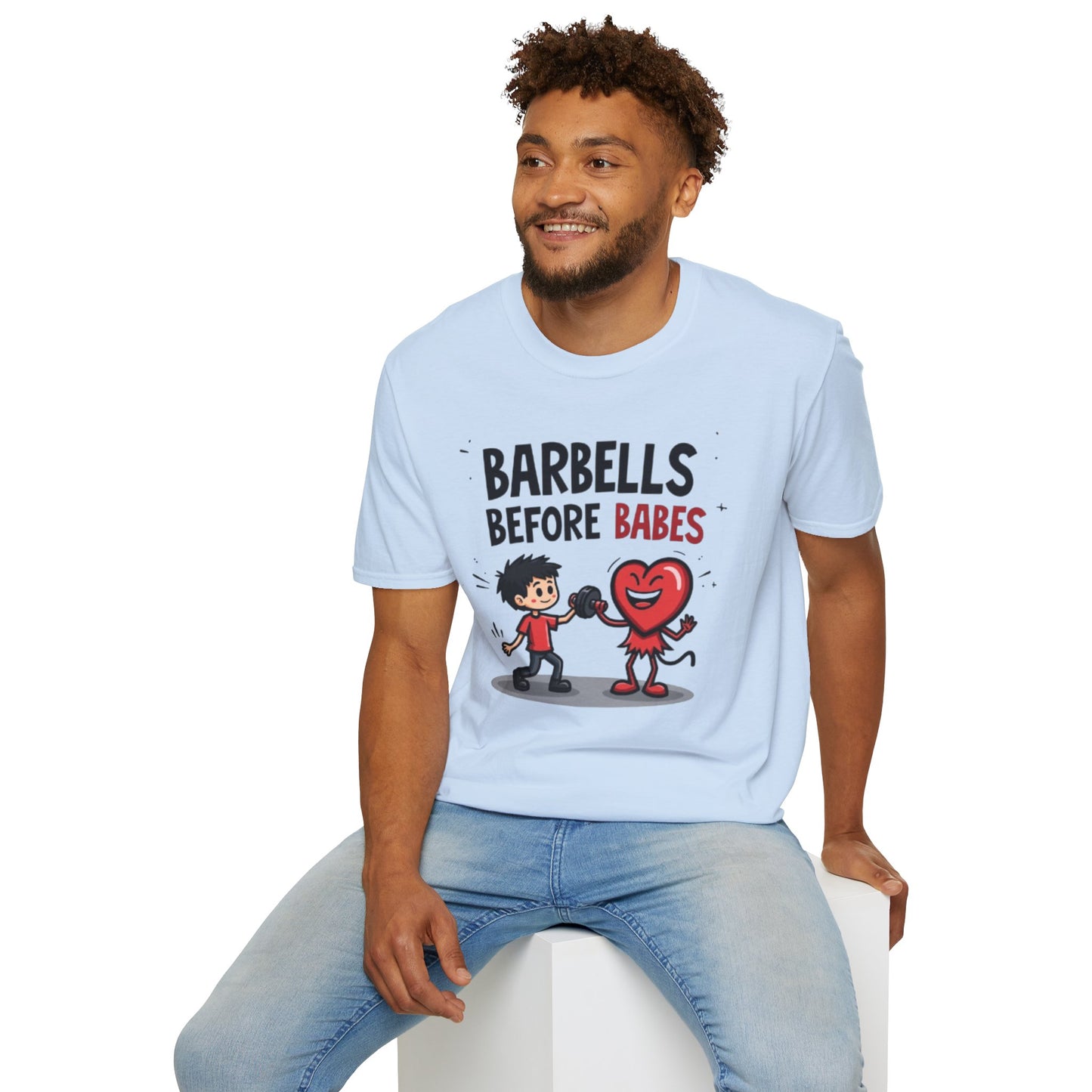 Barbells Before Babes Funny Gym T-Shirt – Fitness Lover Workout Tee