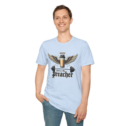 Protein Is My Preacher T-Shirt – Funny Gym & Bodybuilding Tee