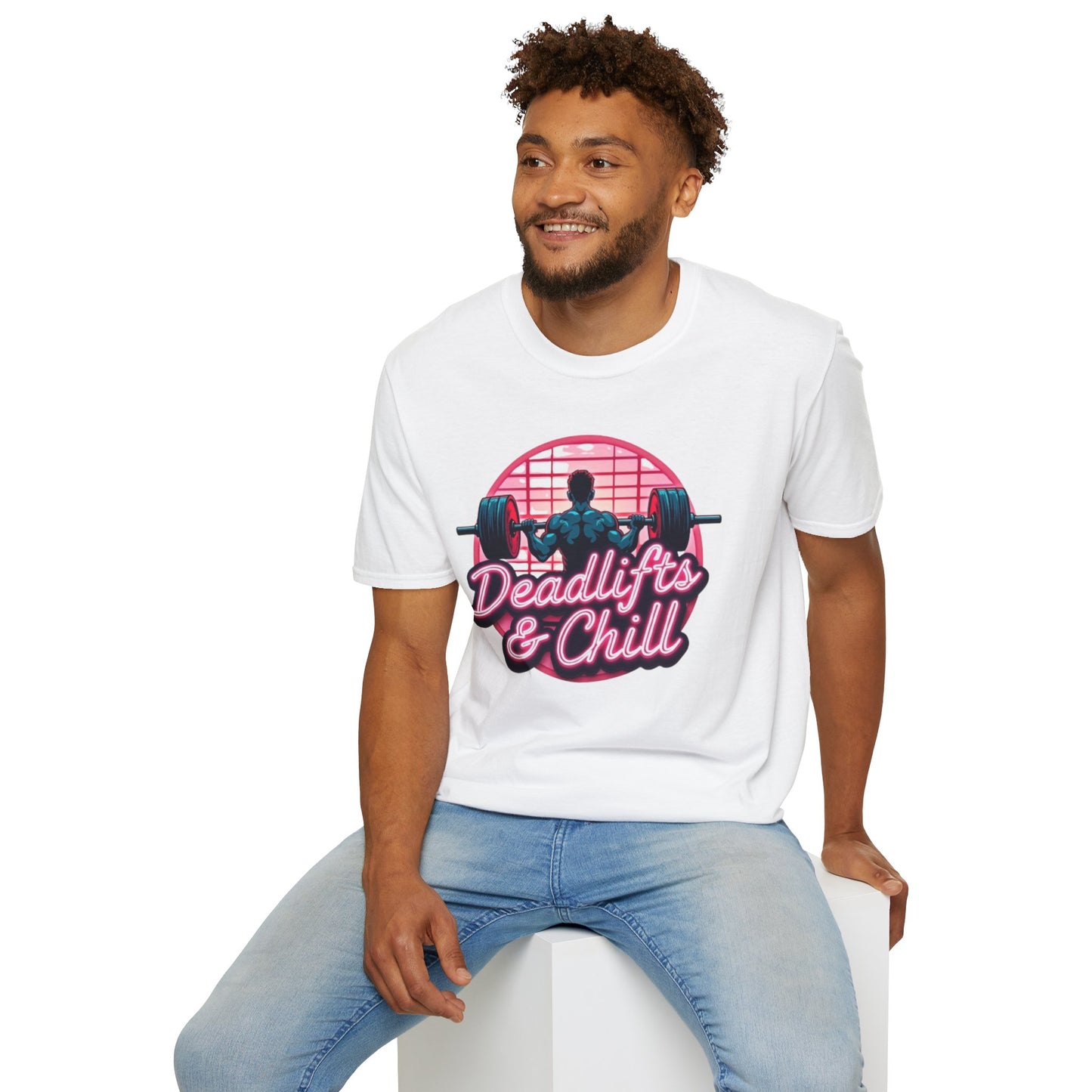 Deadlifts & Chill T-Shirt – Retro Gym & Fitness Tee