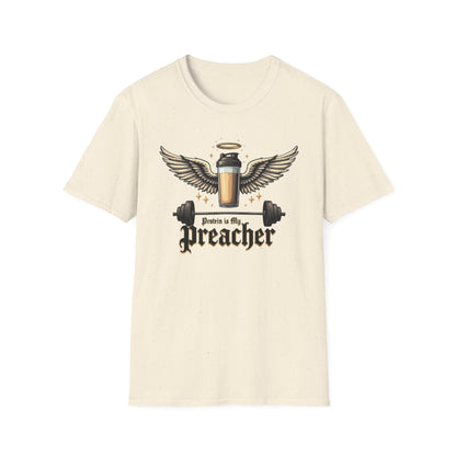 Protein Is My Preacher T-Shirt – Funny Gym & Bodybuilding Tee