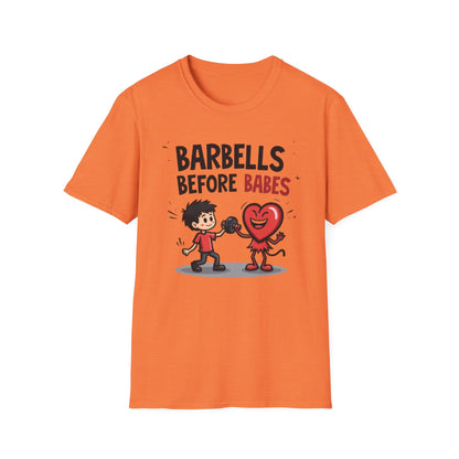 Barbells Before Babes Funny Gym T-Shirt – Fitness Lover Workout Tee