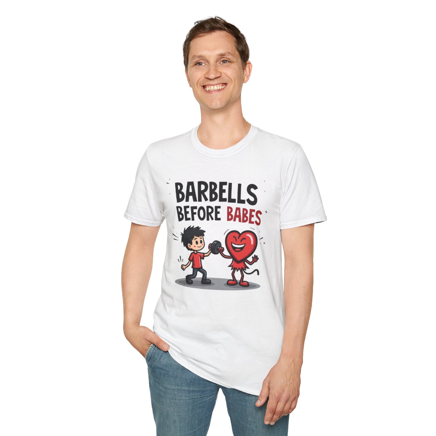 Barbells Before Babes Funny Gym T-Shirt – Fitness Lover Workout Tee