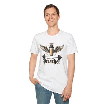 Protein Is My Preacher T-Shirt – Funny Gym & Bodybuilding Tee