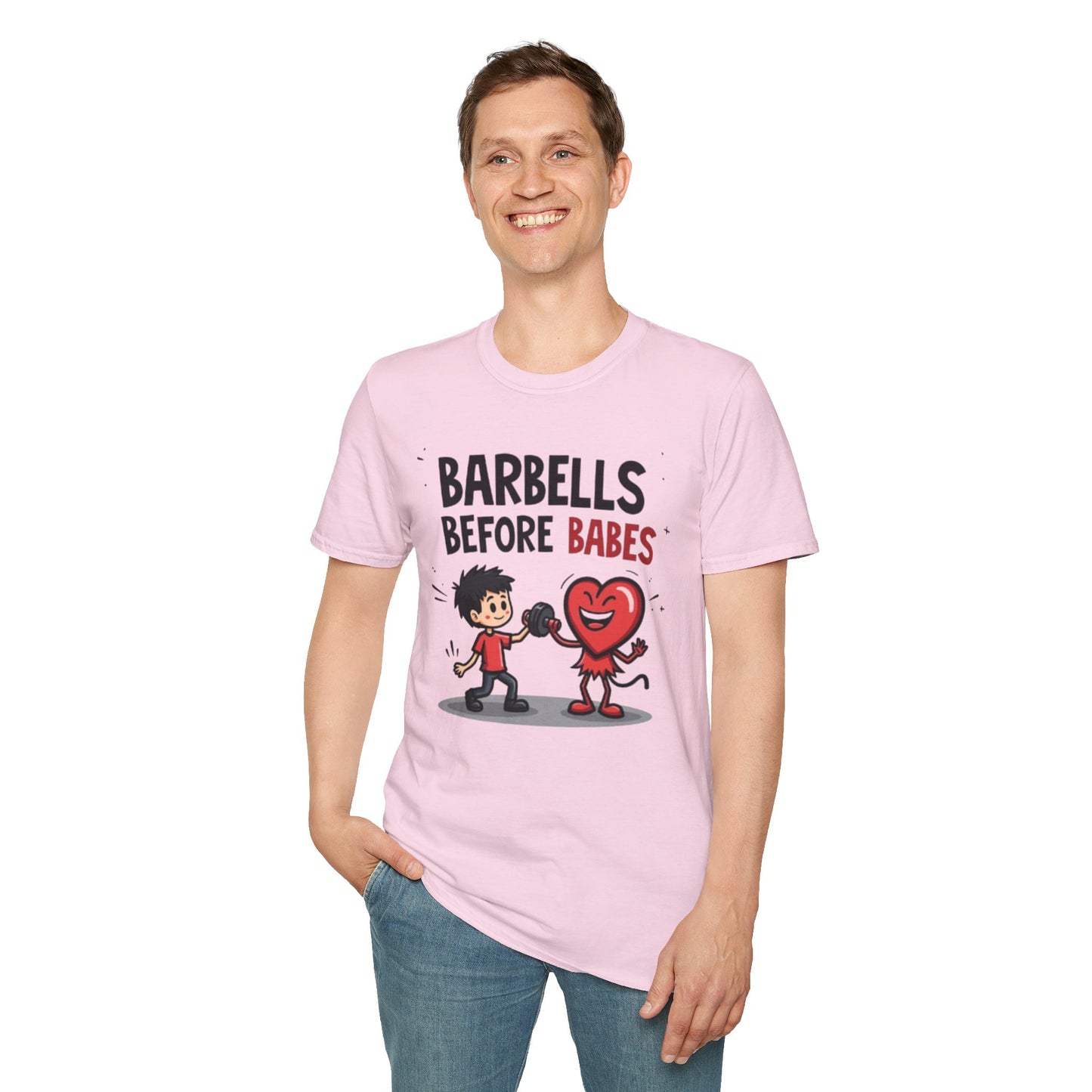 Barbells Before Babes Funny Gym T-Shirt – Fitness Lover Workout Tee