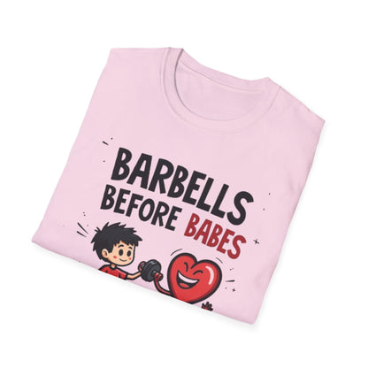 Barbells Before Babes Funny Gym T-Shirt – Fitness Lover Workout Tee