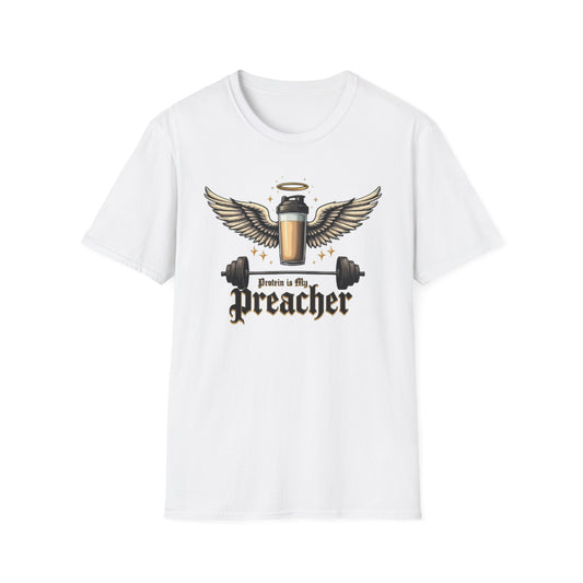 Protein Is My Preacher T-Shirt – Funny Gym & Bodybuilding Tee