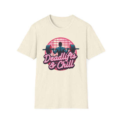 Deadlifts & Chill T-Shirt – Retro Gym & Fitness Tee