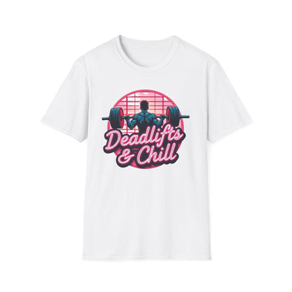 Deadlifts & Chill T-Shirt – Retro Gym & Fitness Tee