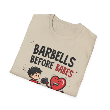 Barbells Before Babes Funny Gym T-Shirt – Fitness Lover Workout Tee