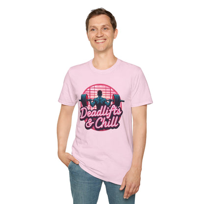 Deadlifts & Chill T-Shirt – Retro Gym & Fitness Tee