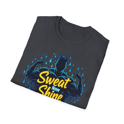 Sweat Now, Shine Later T-Shirt – Motivational Gym & Fitness Tee