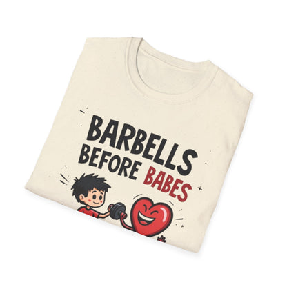 Barbells Before Babes Funny Gym T-Shirt – Fitness Lover Workout Tee