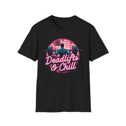 Deadlifts & Chill T-Shirt – Retro Gym & Fitness Tee