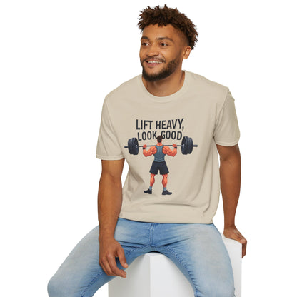 Lift Heavy, Look Good T-Shirt – Motivational Gym & Fitness Tee