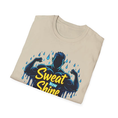 Sweat Now, Shine Later T-Shirt – Motivational Gym & Fitness Tee