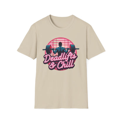 Deadlifts & Chill T-Shirt – Retro Gym & Fitness Tee