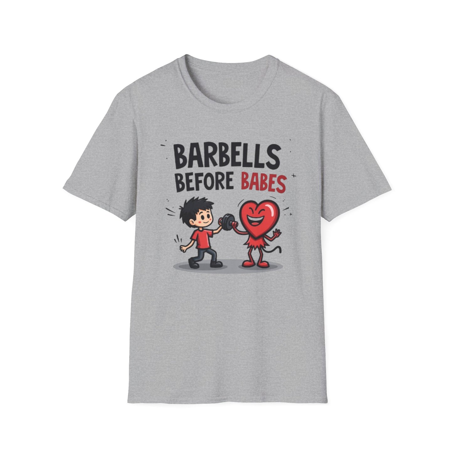 Barbells Before Babes Funny Gym T-Shirt – Fitness Lover Workout Tee