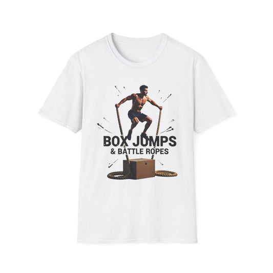 Box Jumps & Battle Ropes T-Shirt – High-Intensity Workout Tee